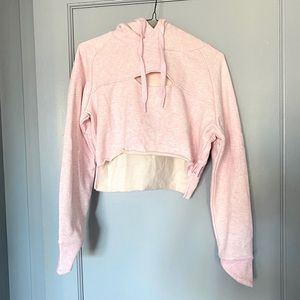 Gymshark Cropped Raw Edge Hoodie Pink